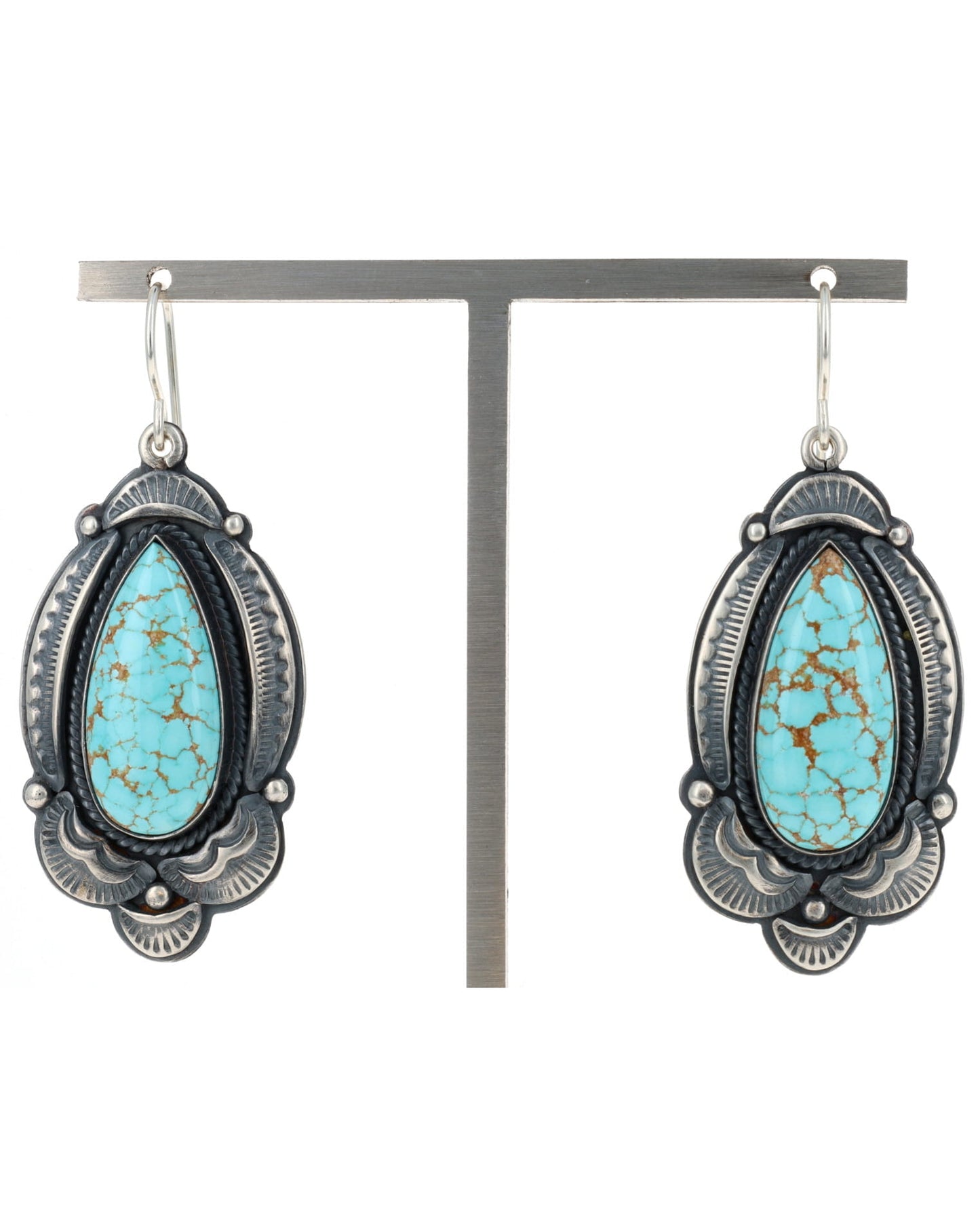 高級ナチュラル＃8ターコイズイヤリング