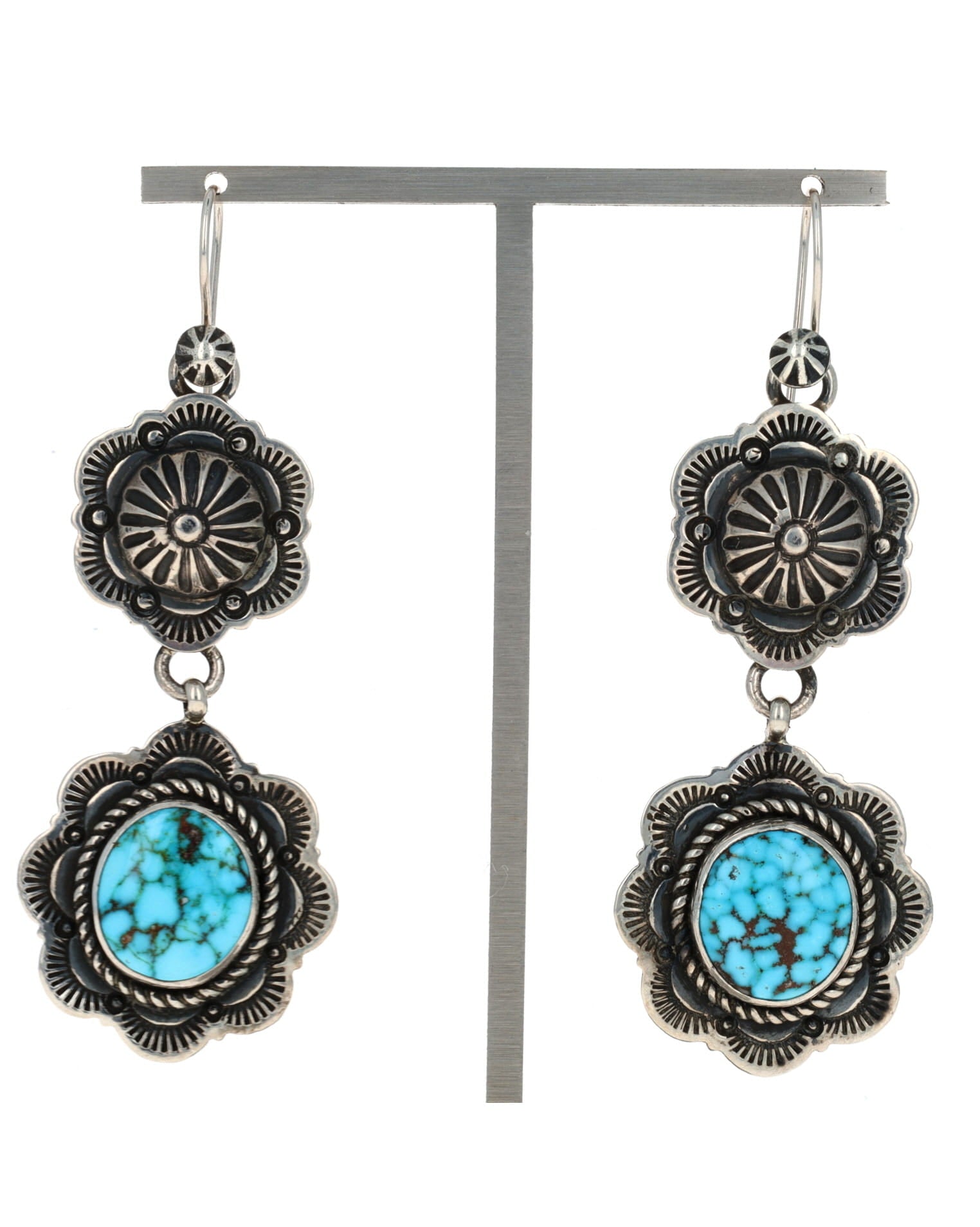 Boucles d'oreilles concho en turquoise naturelle de Kingman