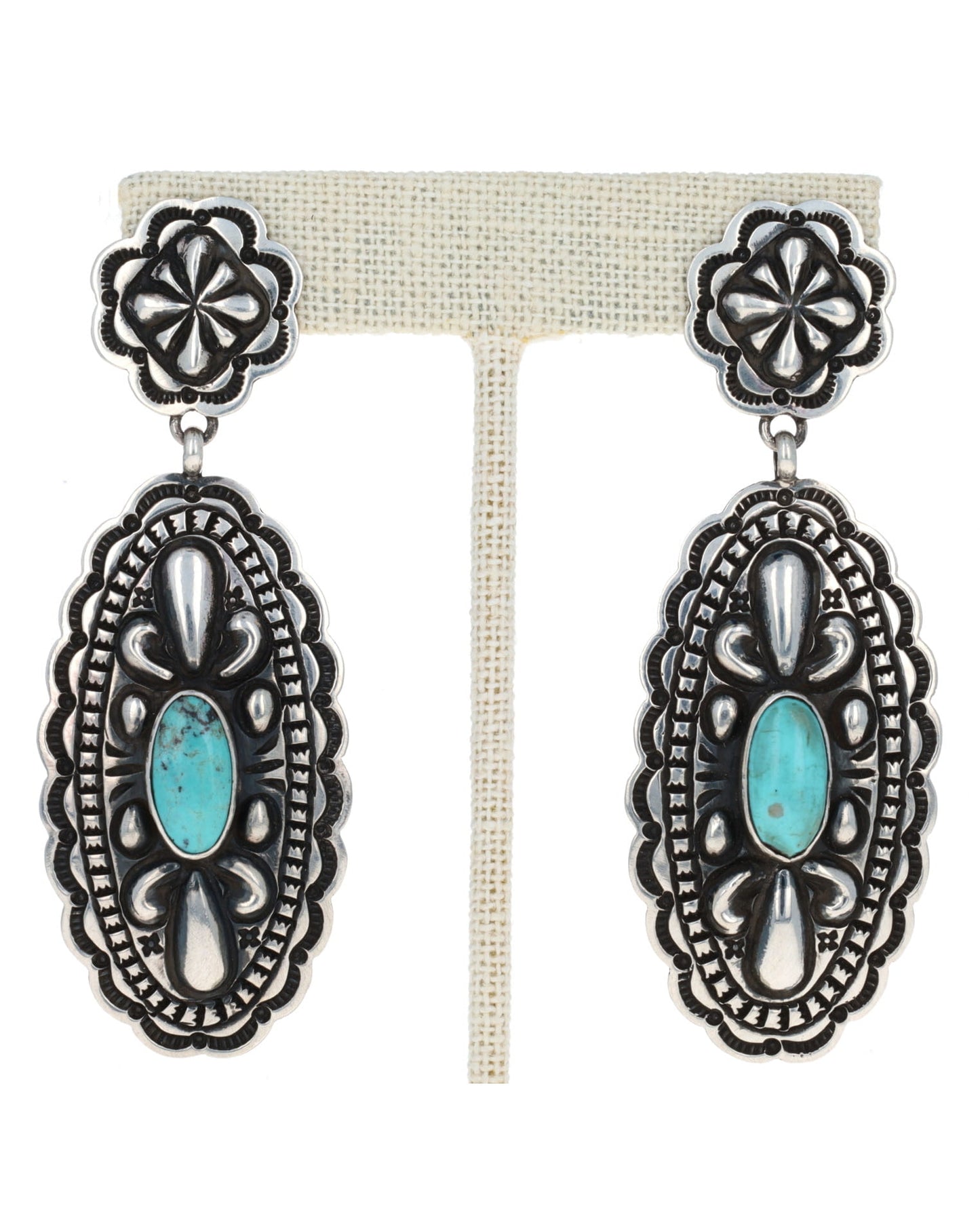 Natural Kingman Turquoise Concho Style Earrings