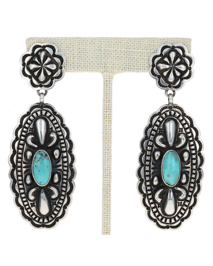 Natural Kingman Turquoise Concho Style Earrings