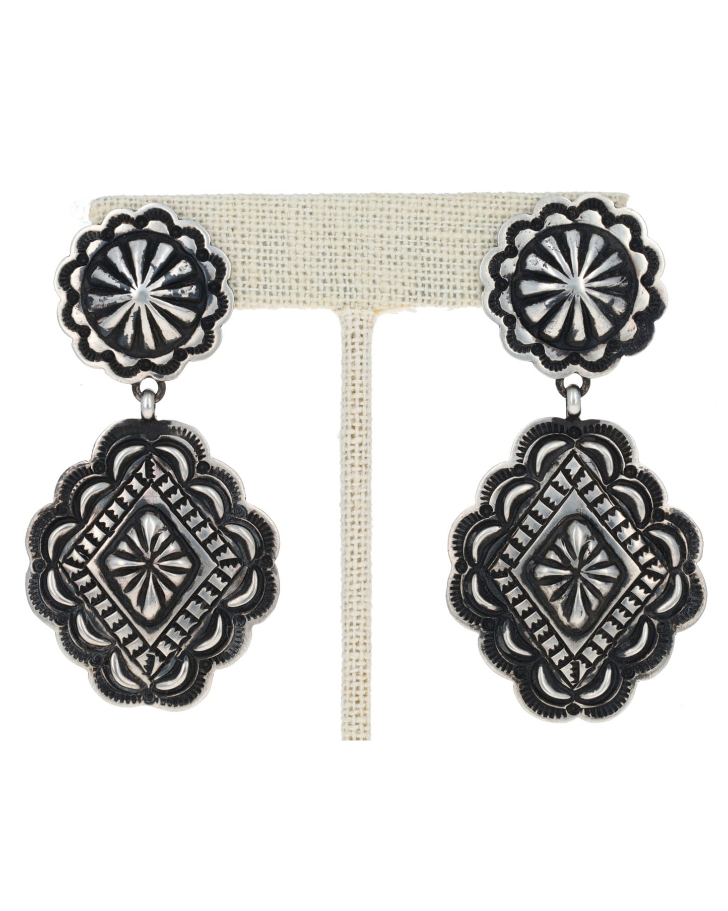 Sterling Silver Concho Style Earrings