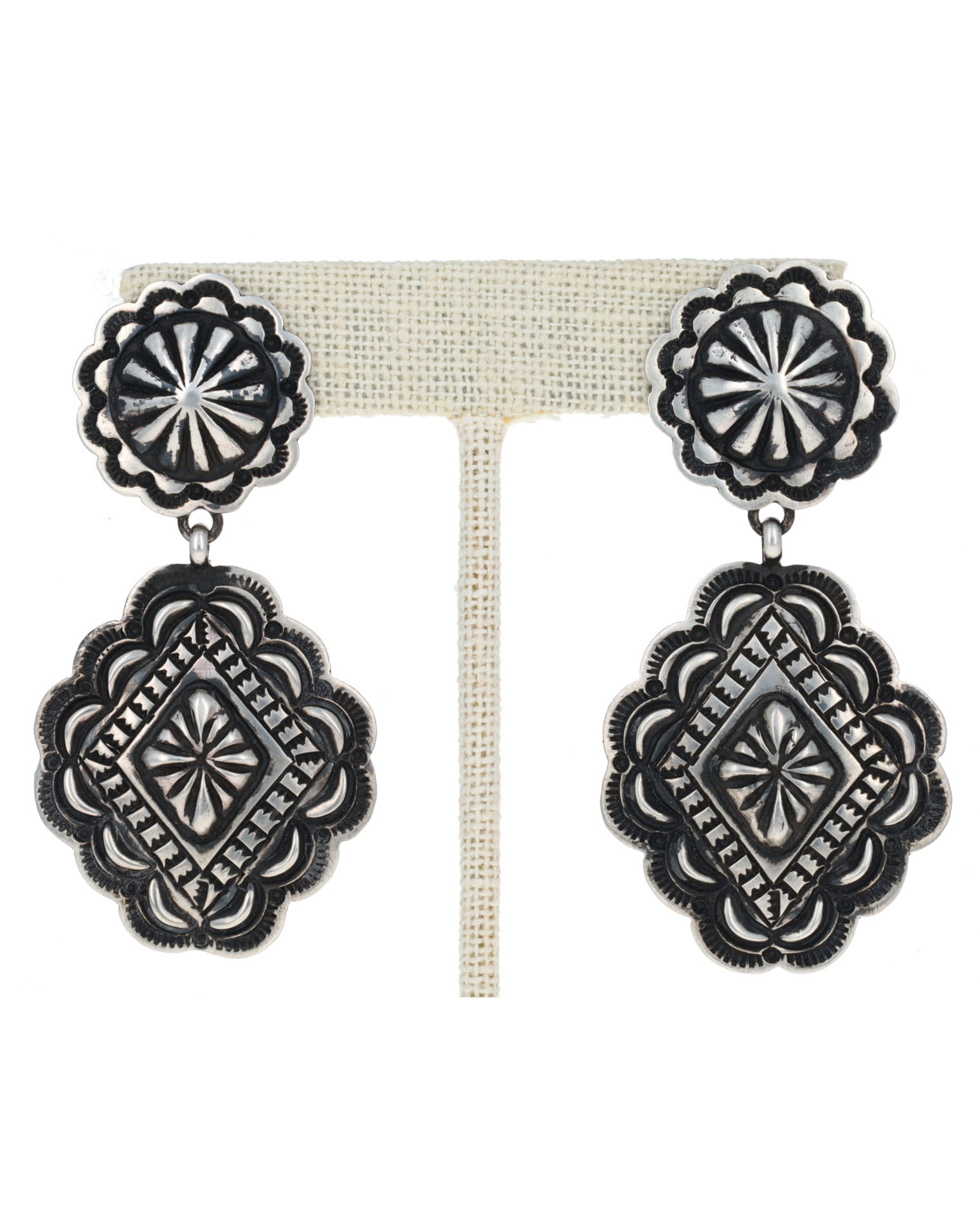 Sterling Silver Concho Style Earrings