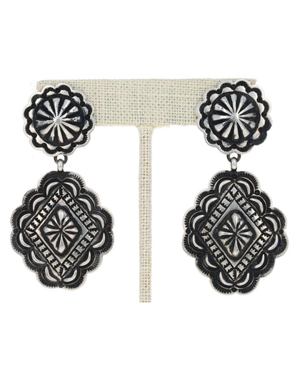 Sterling Silver Concho Style Earrings