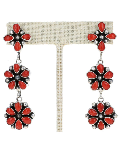 Natural Mediterranean Coral Cluster Earrings