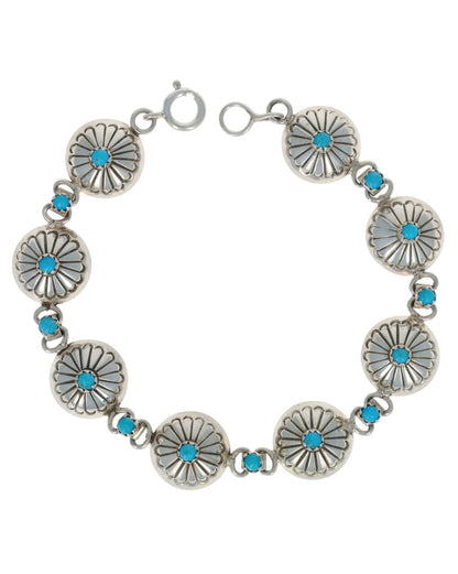 Sterling Silver Half Bead Link Chain Bracelet