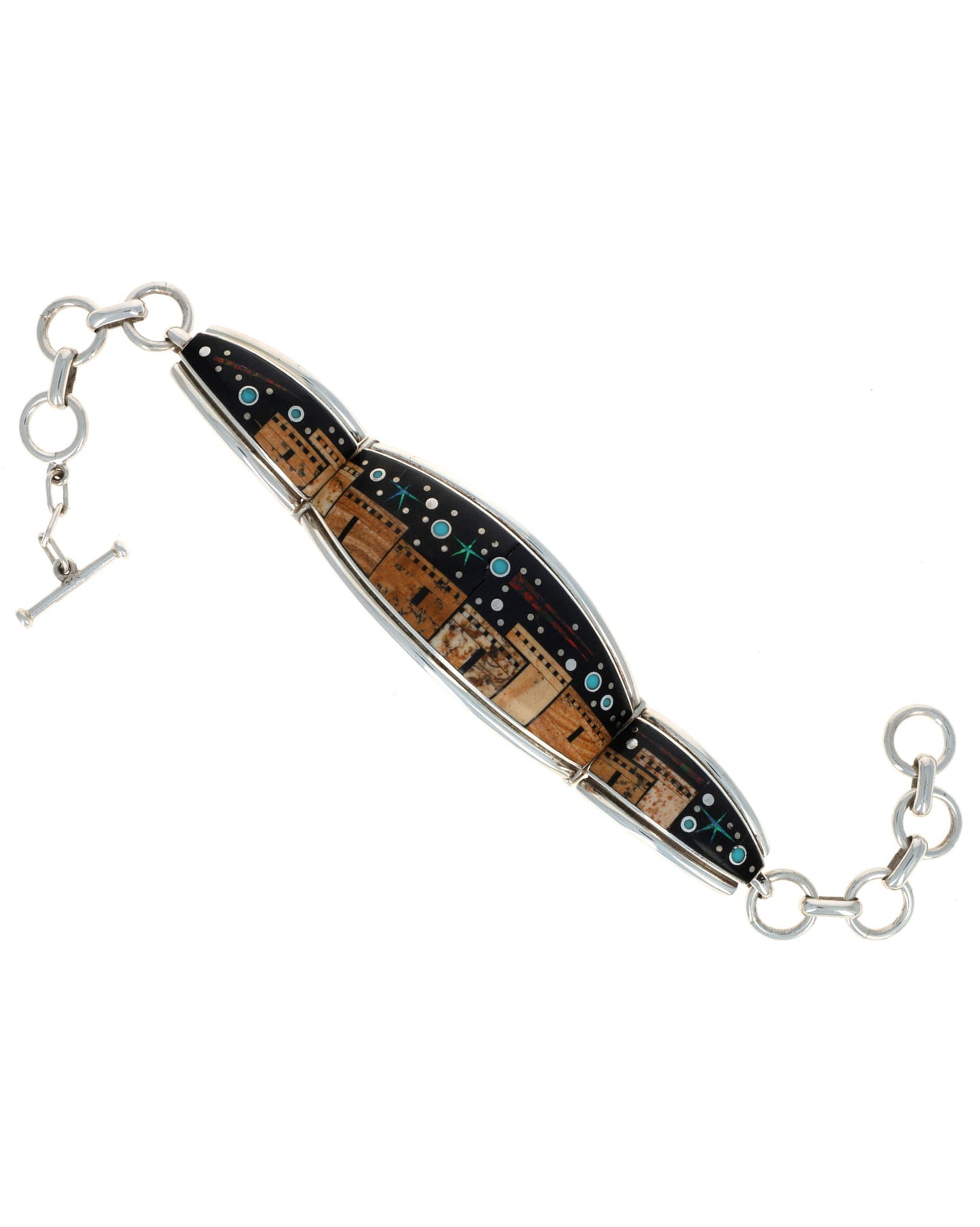 Micro Inlay Pueblo Night Scene Link Bracelet