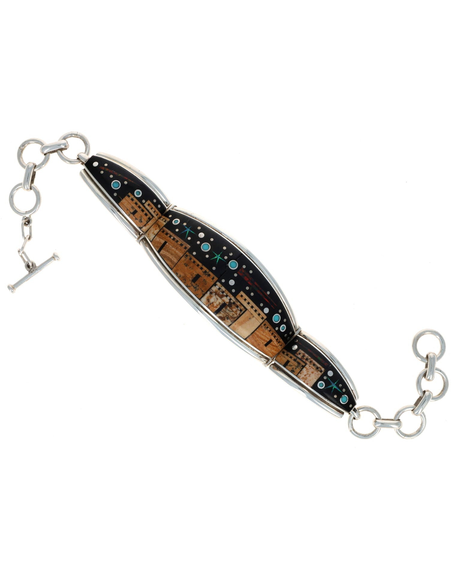 Micro Inlay Pueblo Night Scene Link Bracelet