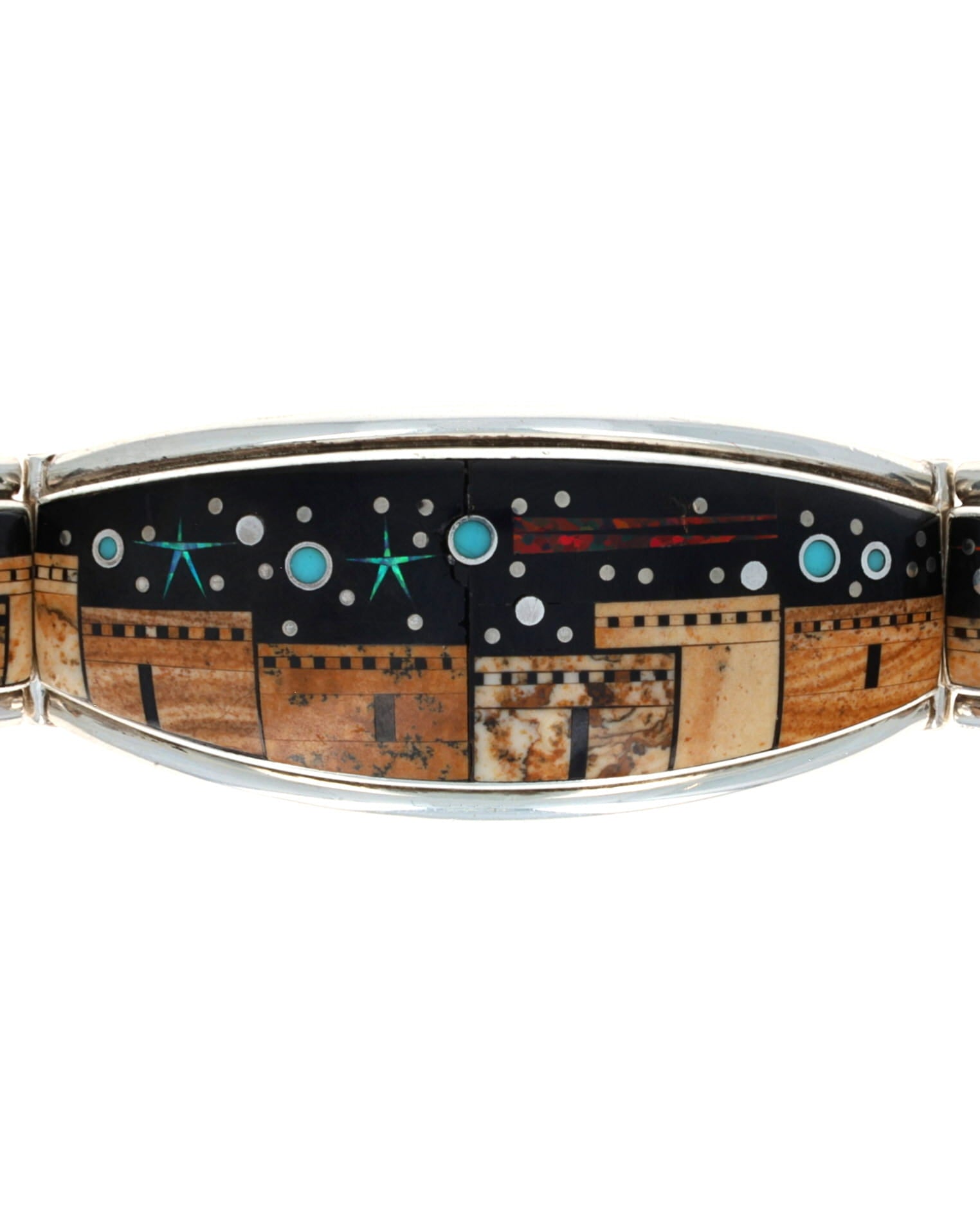 Micro Inlay Pueblo Night Scene Link Bracelet