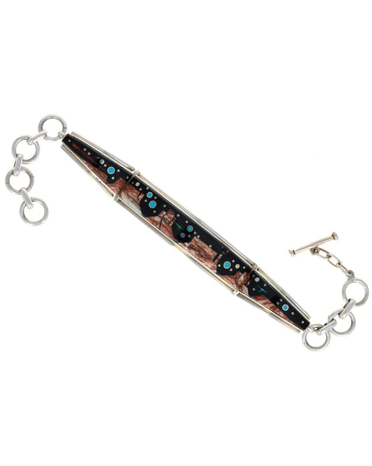 Micro Inlay Monument Valley Night Scene Link Bracelet