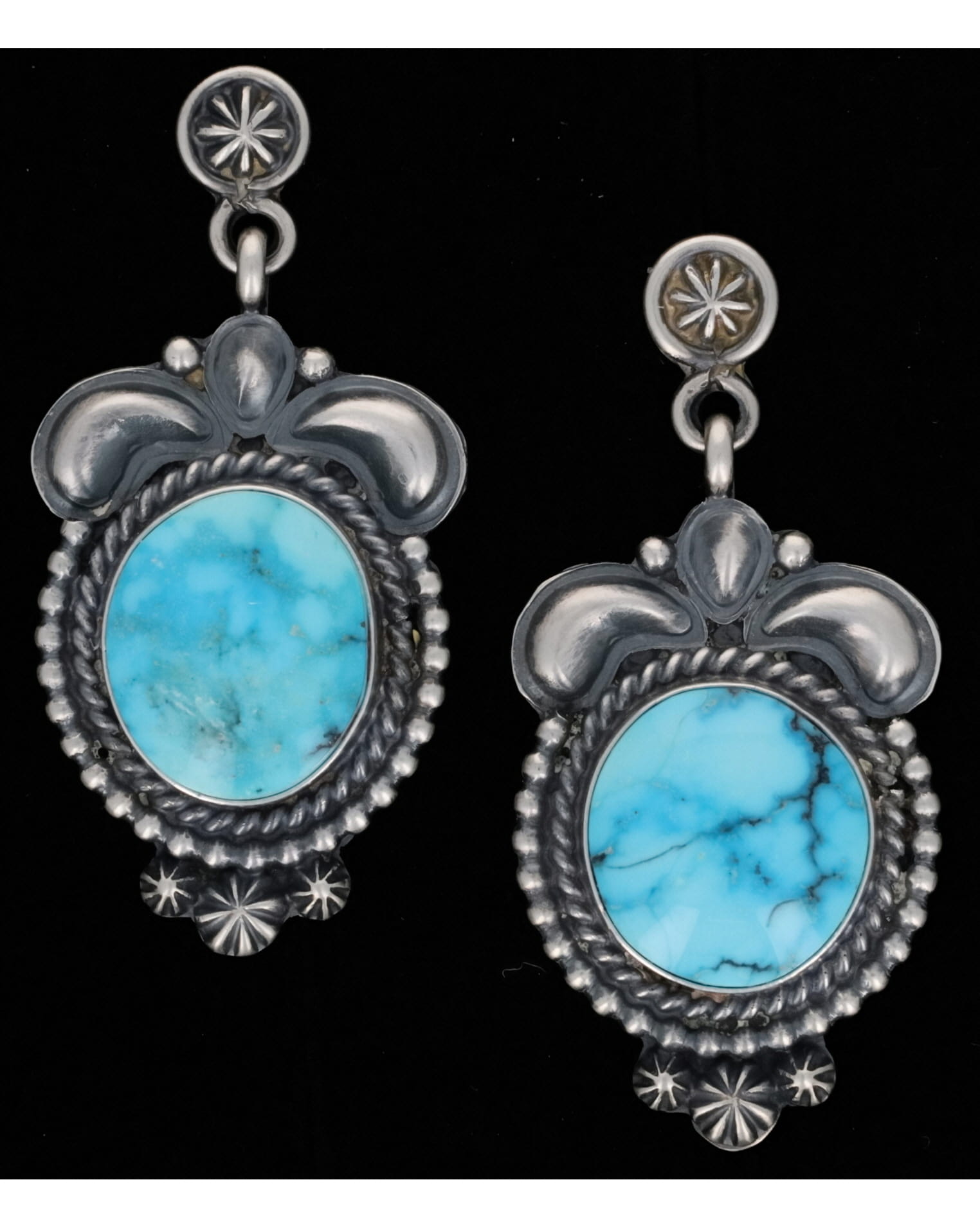 Natural Ithaca Peak Turquoise Squash Blossom Necklace With