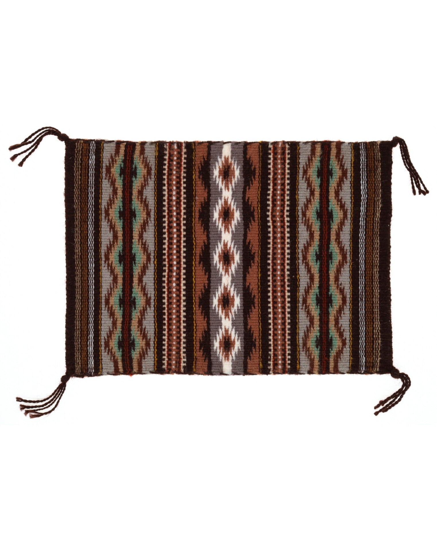 Miniature Handwoven Crystal Pattern Navajo Rug - $385 - NR#1033 - SilverTQ