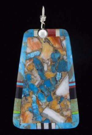 Pendente Kewa Mosaic con bordo in inlay di pietre multiple