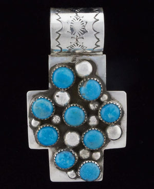 Pendentif en croix en cluster de turquoise Kingman naturelle