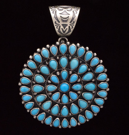 Sleeping Beauty Turquoise Petit Point Cluster Pendant