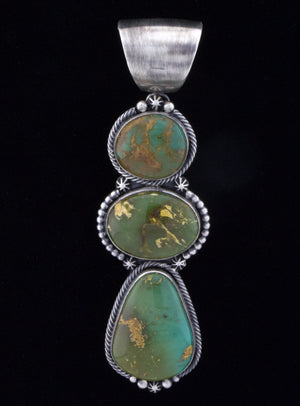 Pendentif triple empilé en turquoise de montagne en pierre naturelle