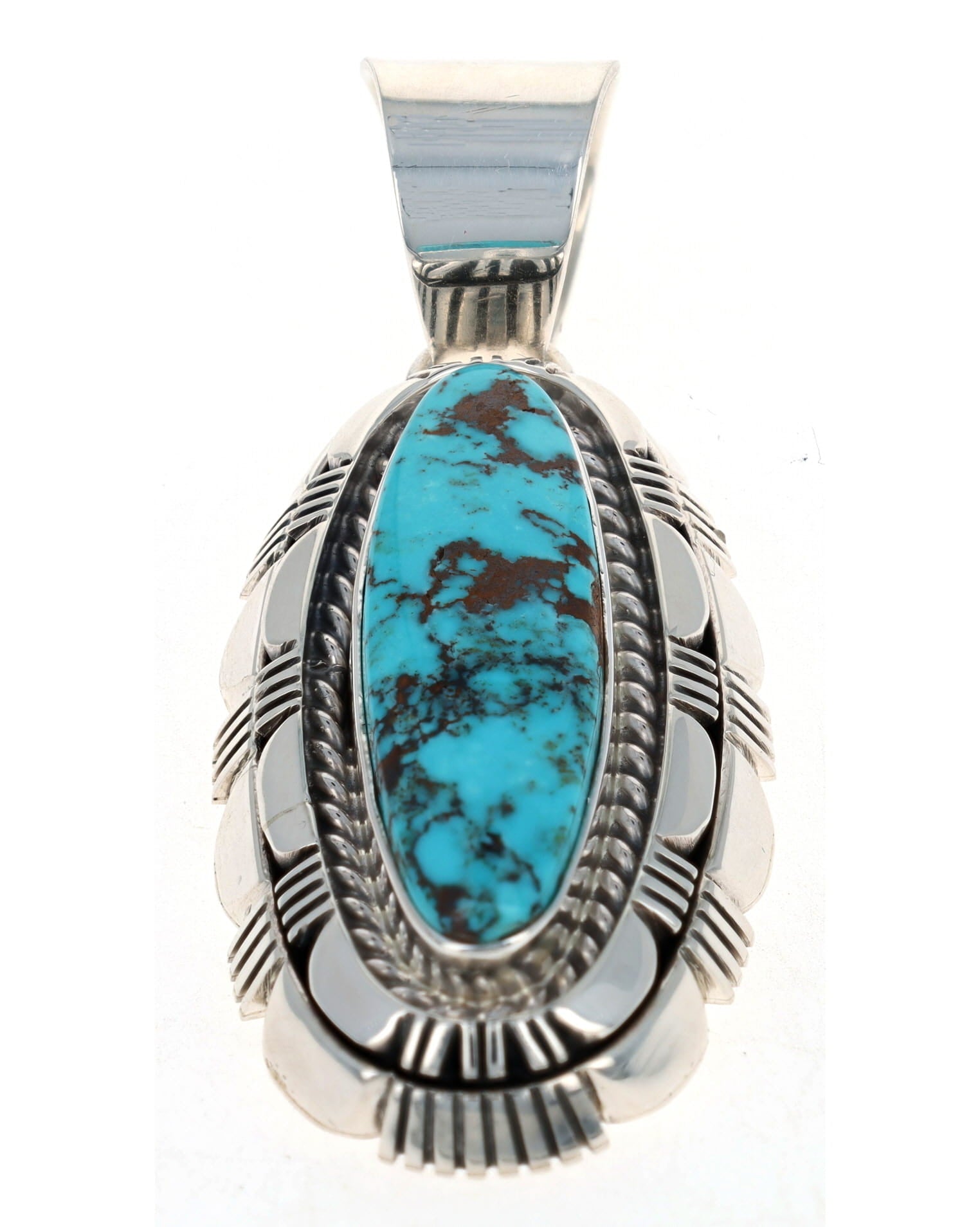 Natural Candelaria Turquoise Pendant - $825 - PE#1538 - SilverTQ