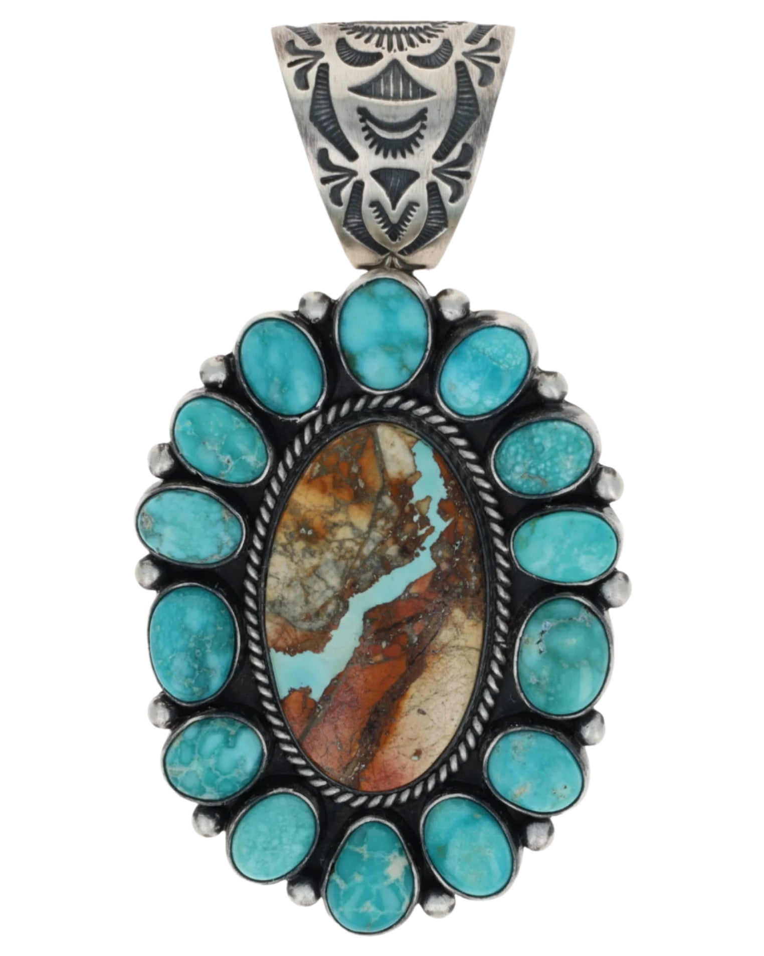 Natürlicher Royston-Band Türkis Cluster Anhänger