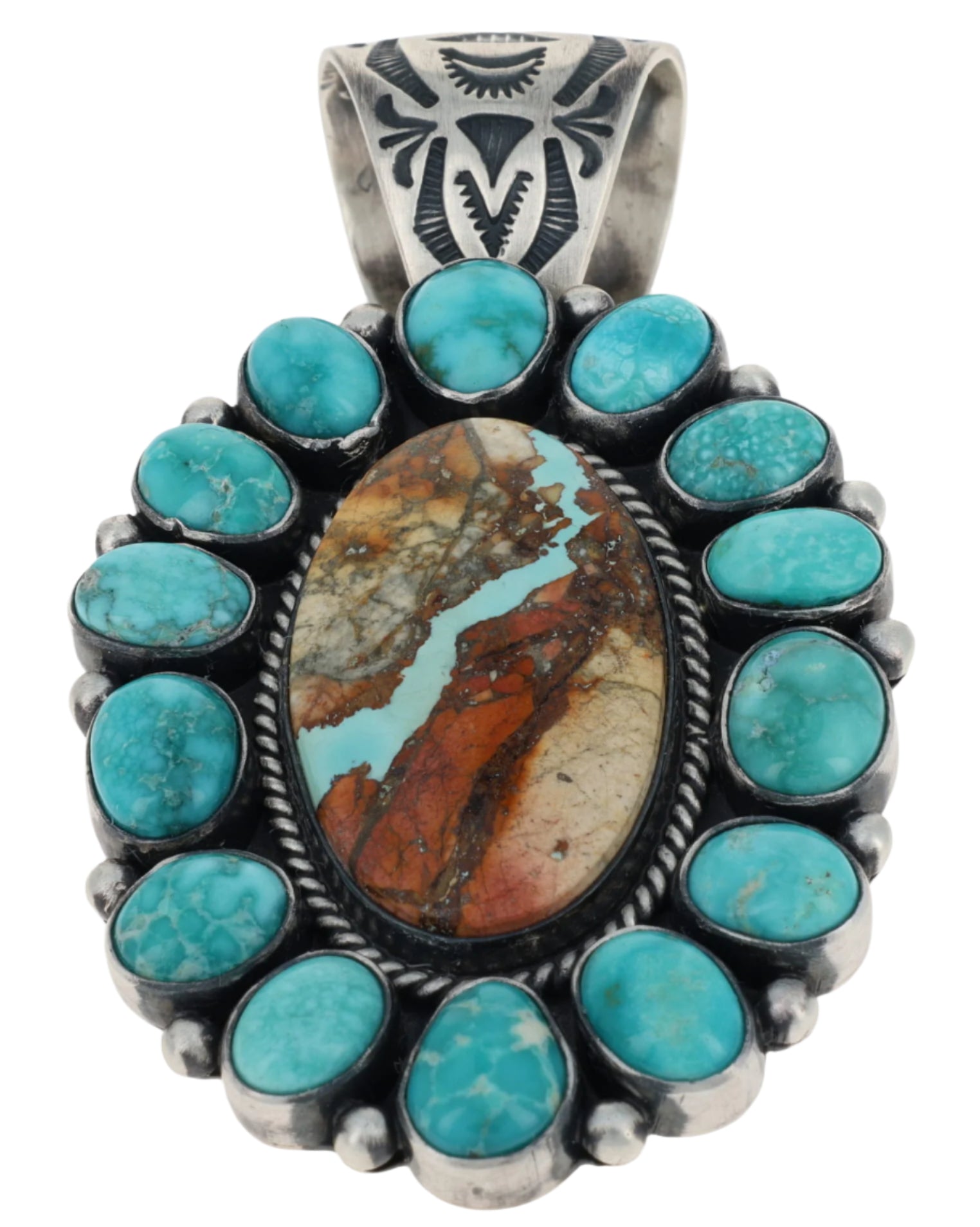 Natürlicher Royston-Band Türkis Cluster Anhänger