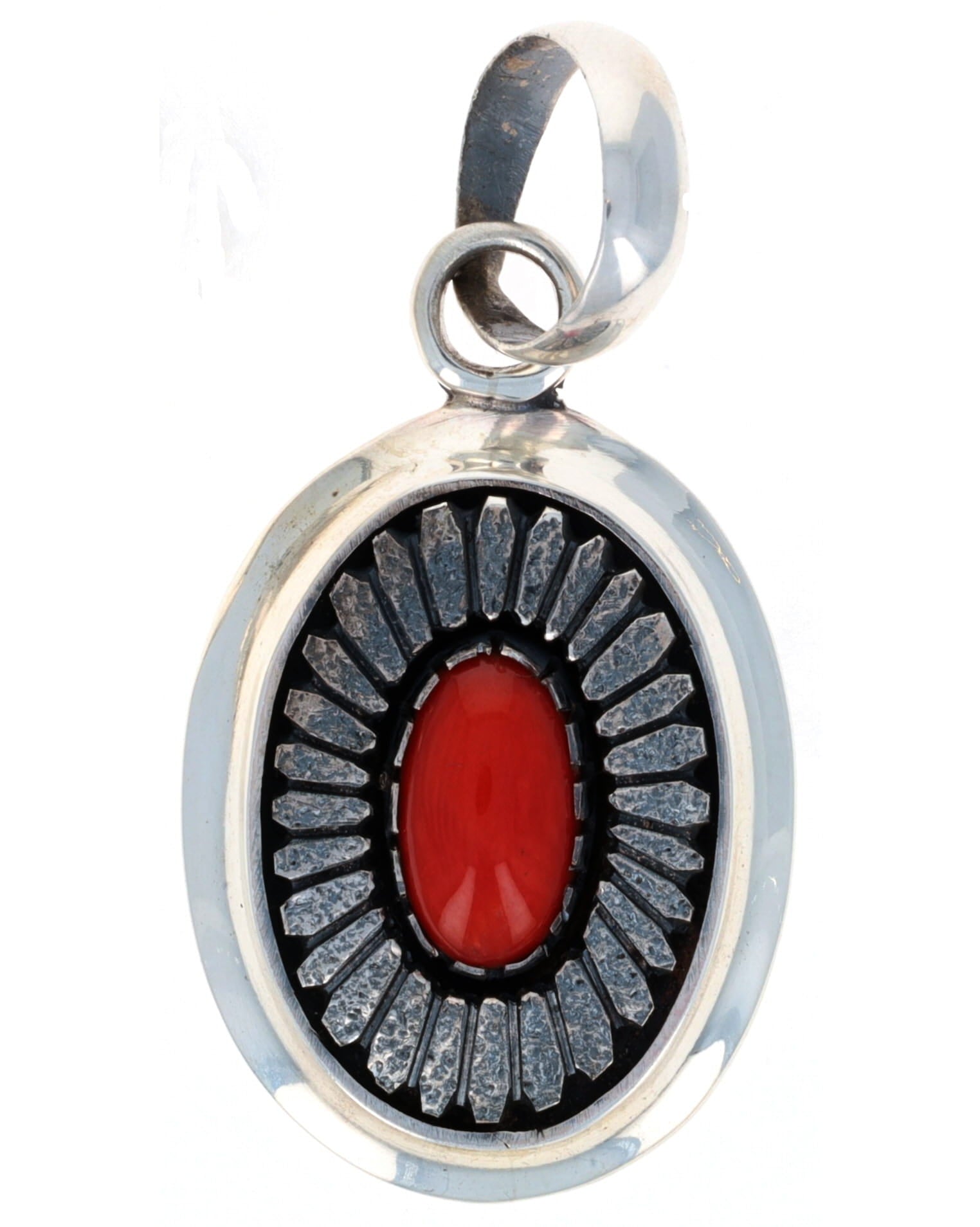 High Grade Natural Mediterranean Coral Shadowbox Pendant