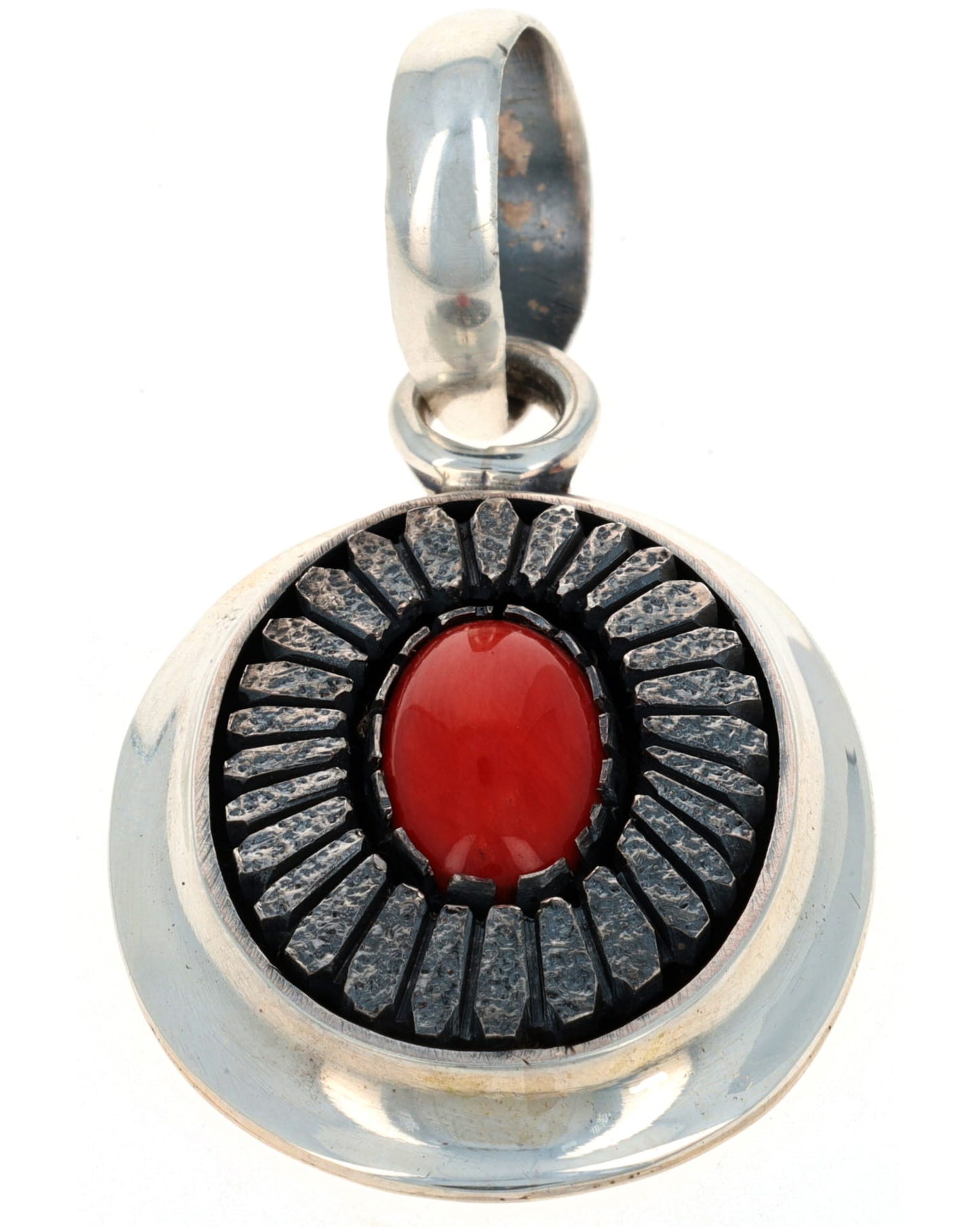 High Grade Natural Mediterranean Coral Shadowbox Pendant
