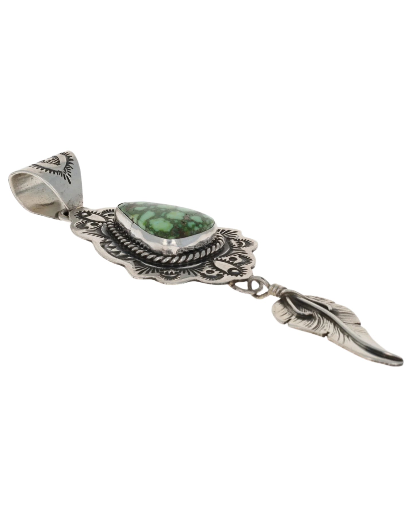 Natürlicher Sonoran Gold Türkis Anhänger mit Feder-Anhänger