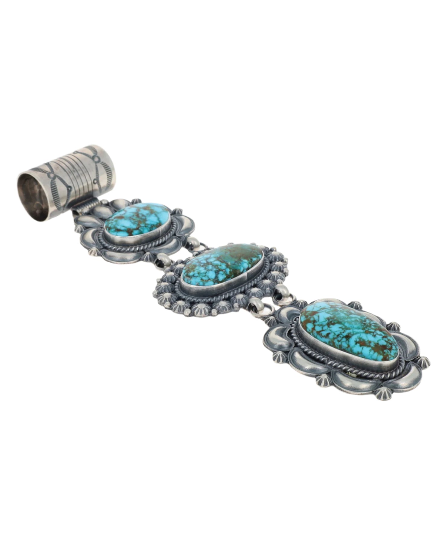 Natürlicher Kingman Türkis Dreifach Gestapelter Anhänger