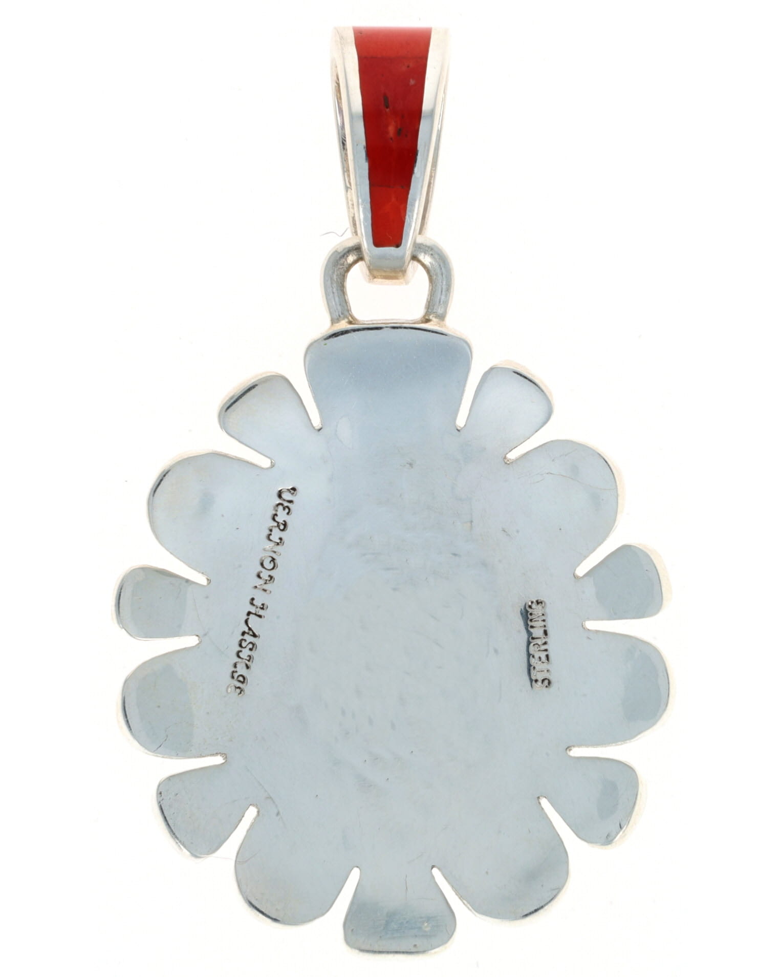 High Grade Natural Kingman Turquoise & Coral Inlay Pendant