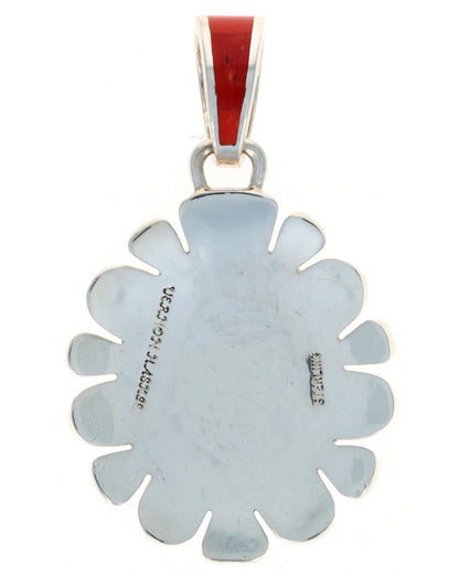 High Grade Natural Kingman Turquoise & Coral Inlay Pendant