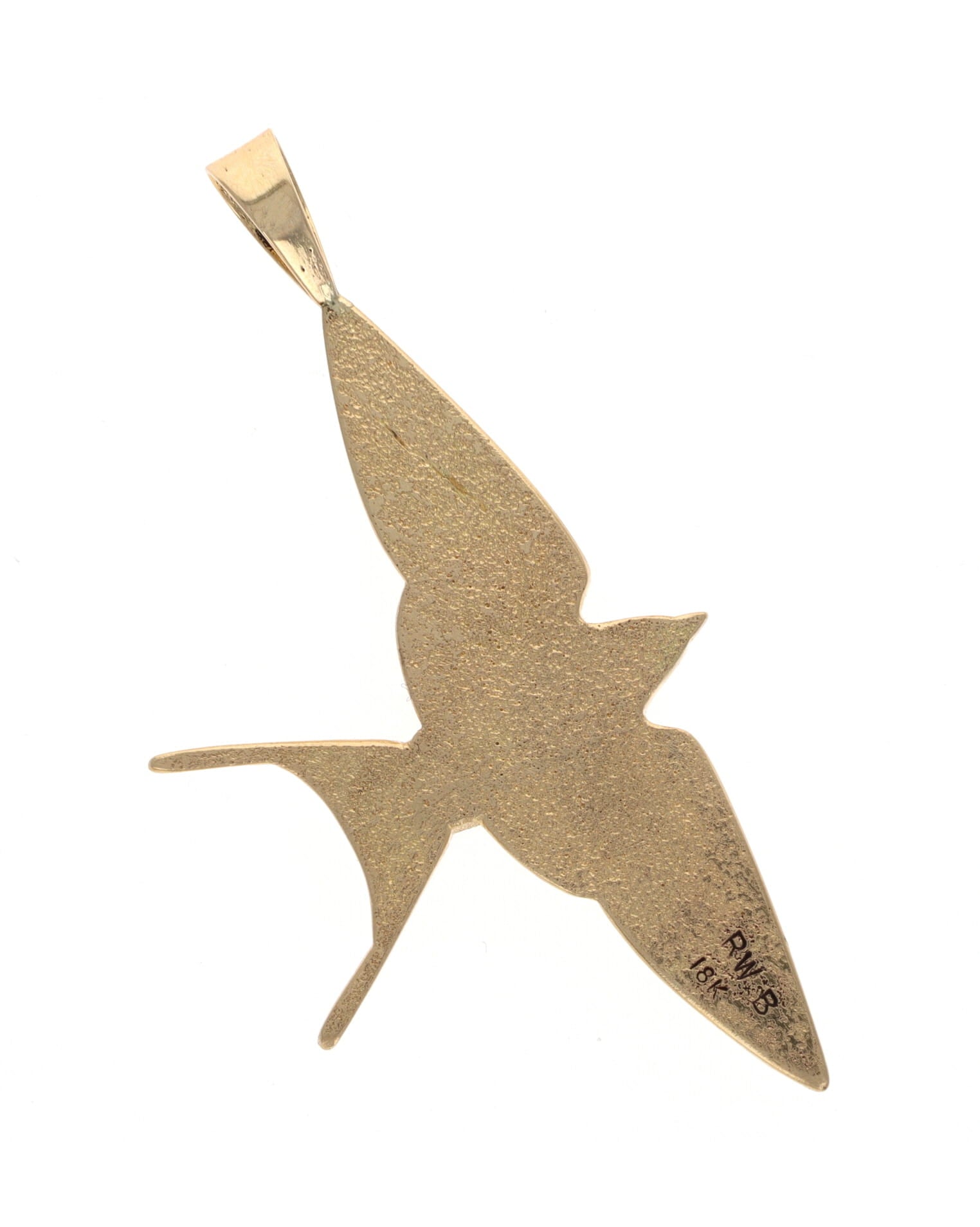 18K Gold Barn Swallow Pendant With High Grade Natural Lone Mountain Turquoise