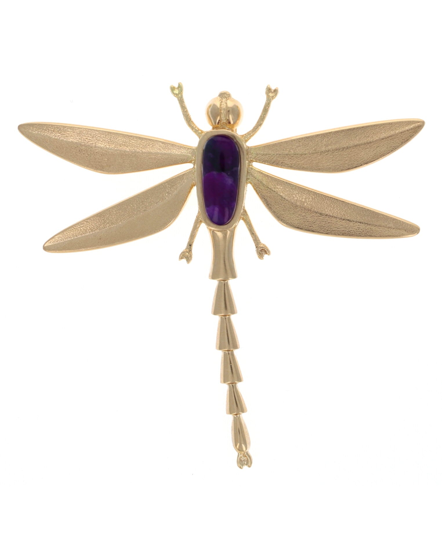 18K Gold Dragonfly Pendant With High Grade Natural "Gel" Sugilite