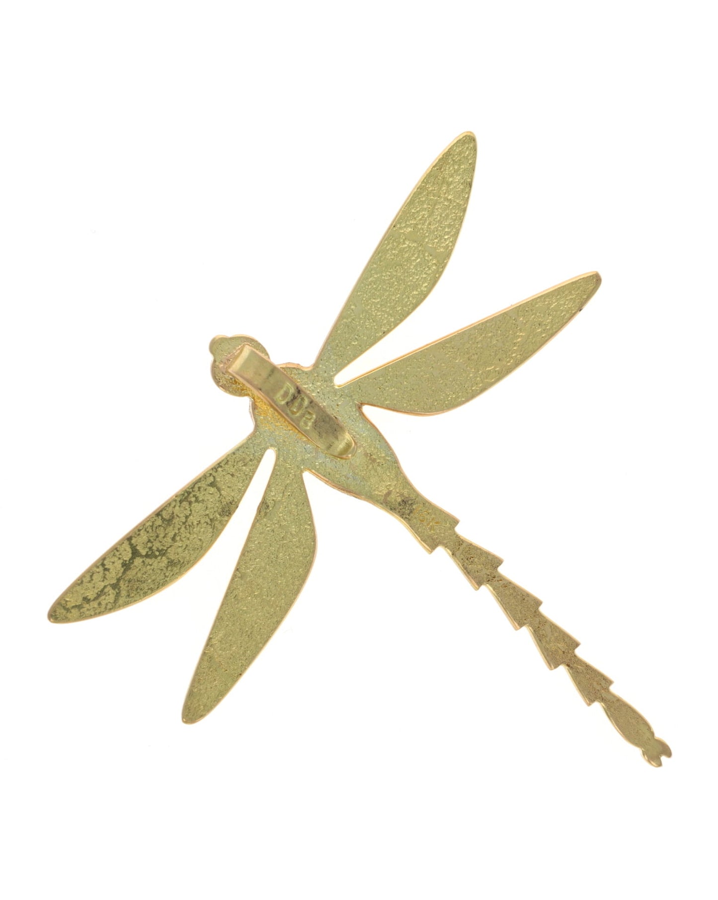 18K Gold Dragonfly Pendant With High Grade Natural Blue Moon Micro-Web Turquoise