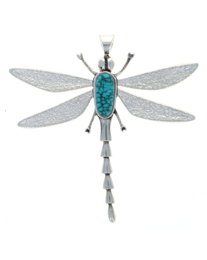 Dragonfly Pendant With High Grade Natural Lone Mountain Turquoise
