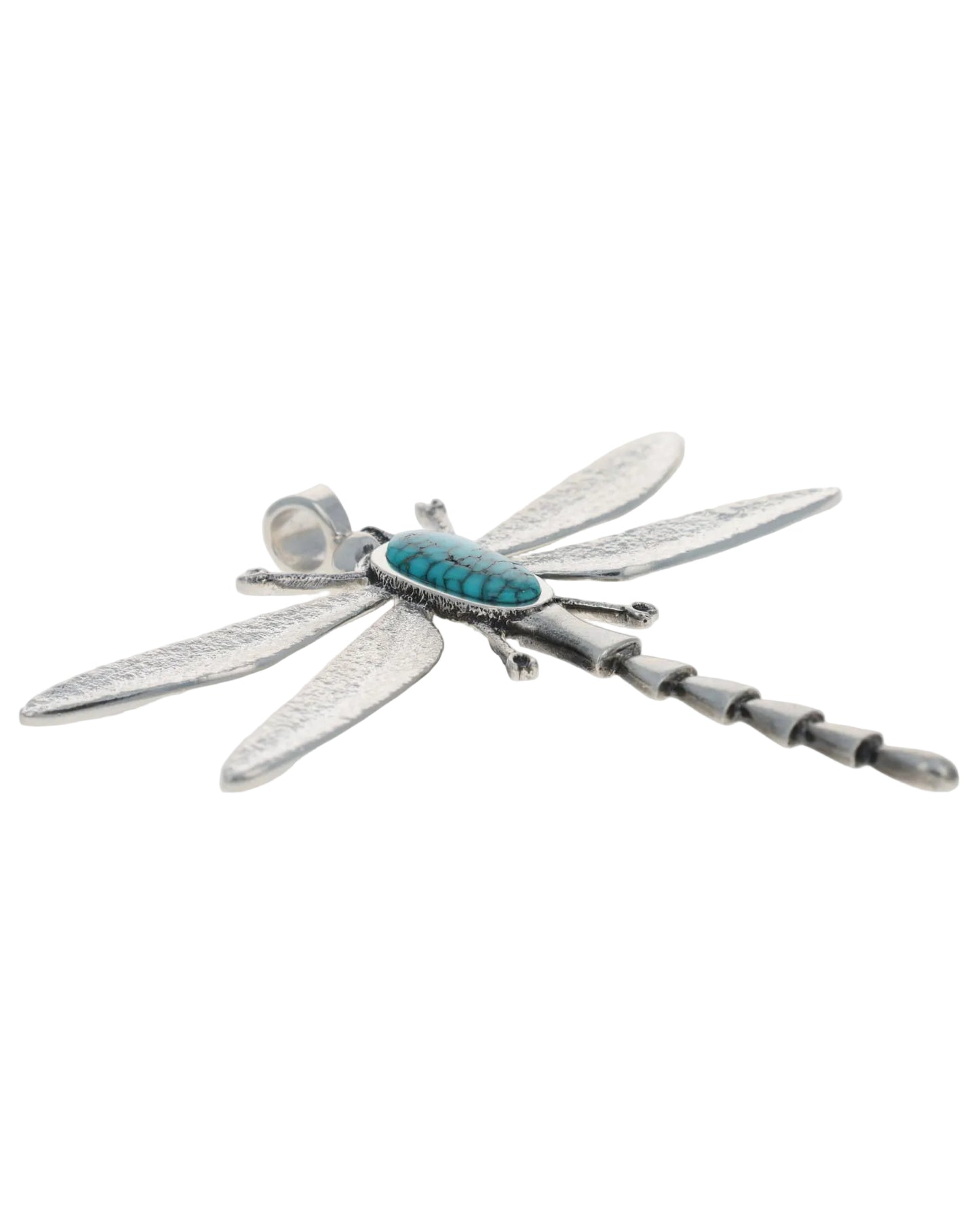 Dragonfly Pendant With High Grade Natural Lone Mountain Turquoise