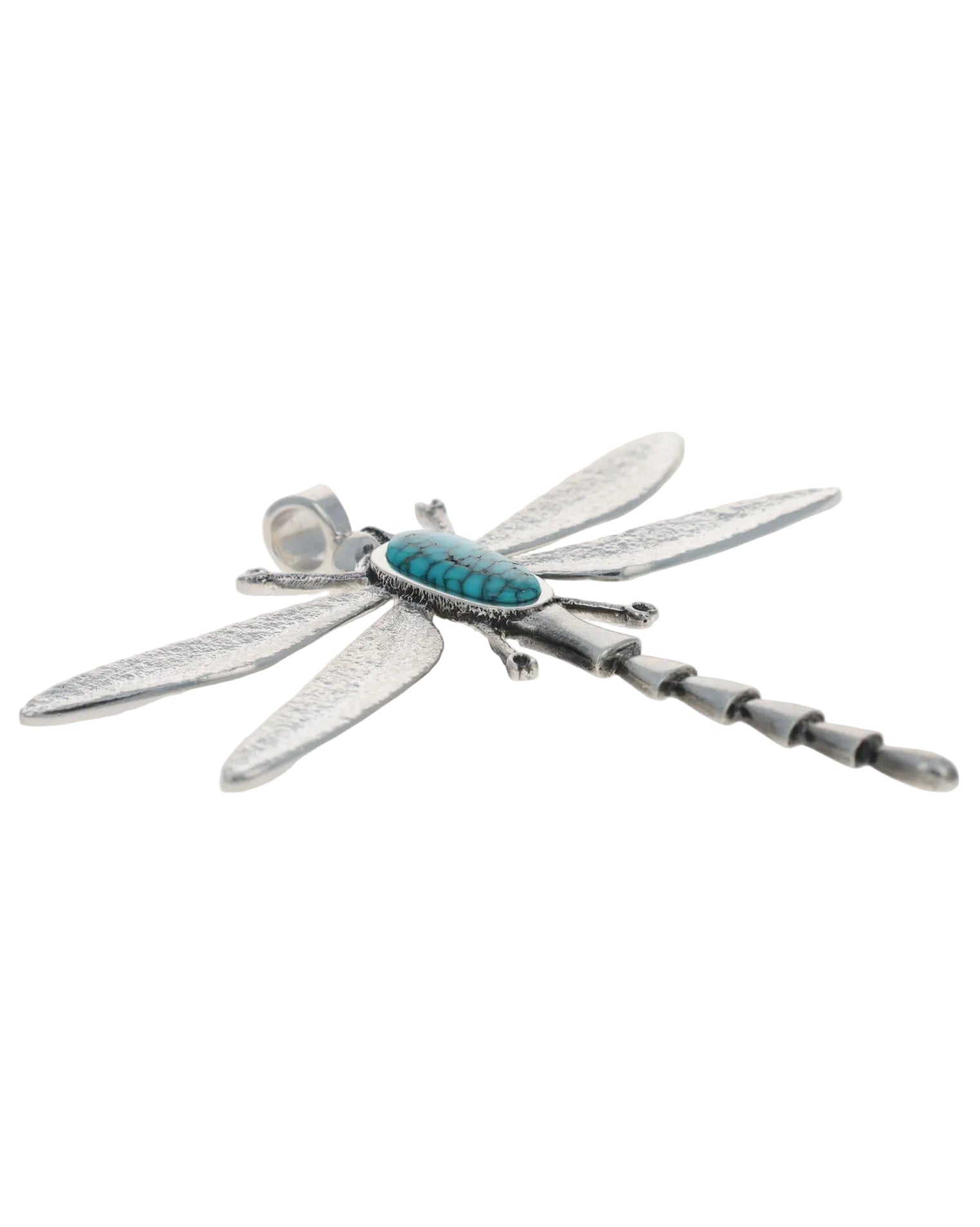 Dragonfly Pendant With High Grade Natural Lone Mountain Turquoise