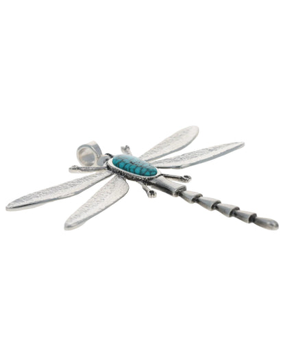 Dragonfly Pendant With High Grade Natural Lone Mountain Turquoise
