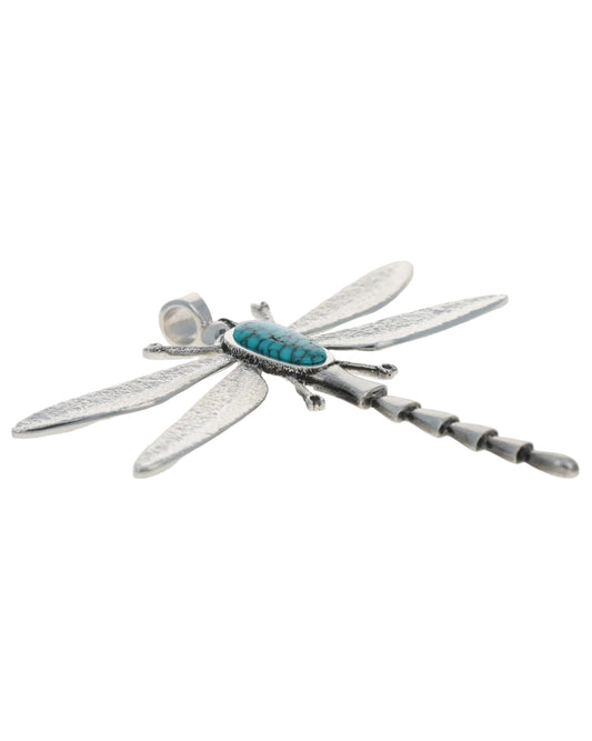 Dragonfly Pendant With High Grade Natural Lone Mountain Turquoise