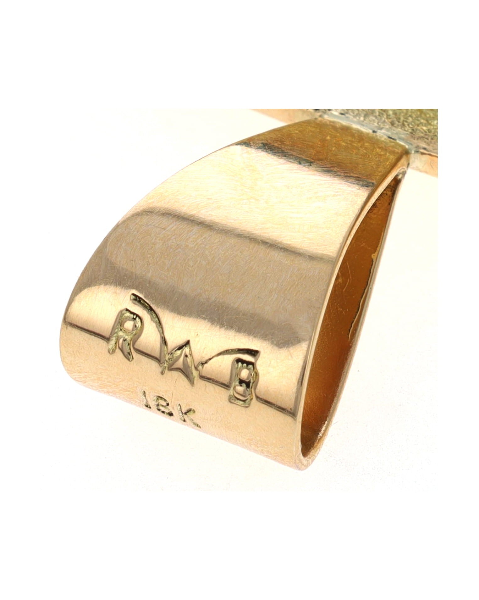 18K Gold Reversible Raised Cobblestone Inlay & Thunderbird Pendant