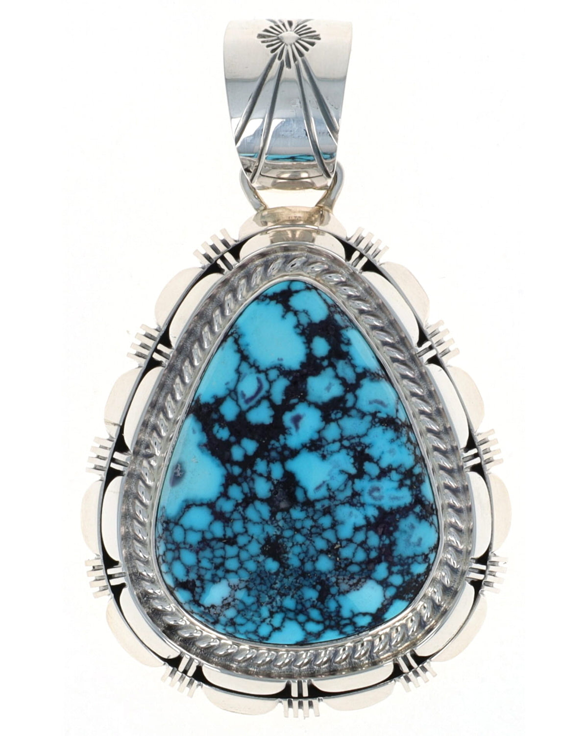 Natural Kingman Black Web Turquoise Pendant