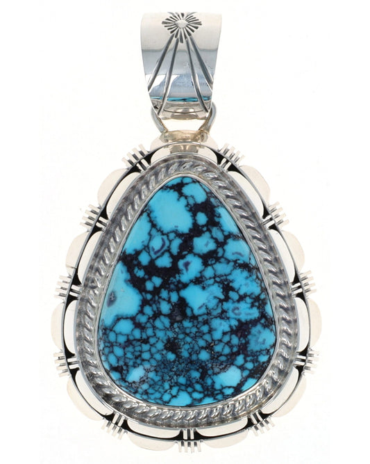 Natural Kingman Black Web Turquoise Pendant