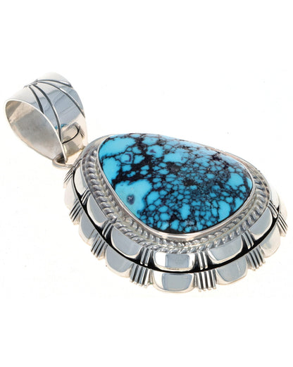 Natural Kingman Black Web Turquoise Pendant