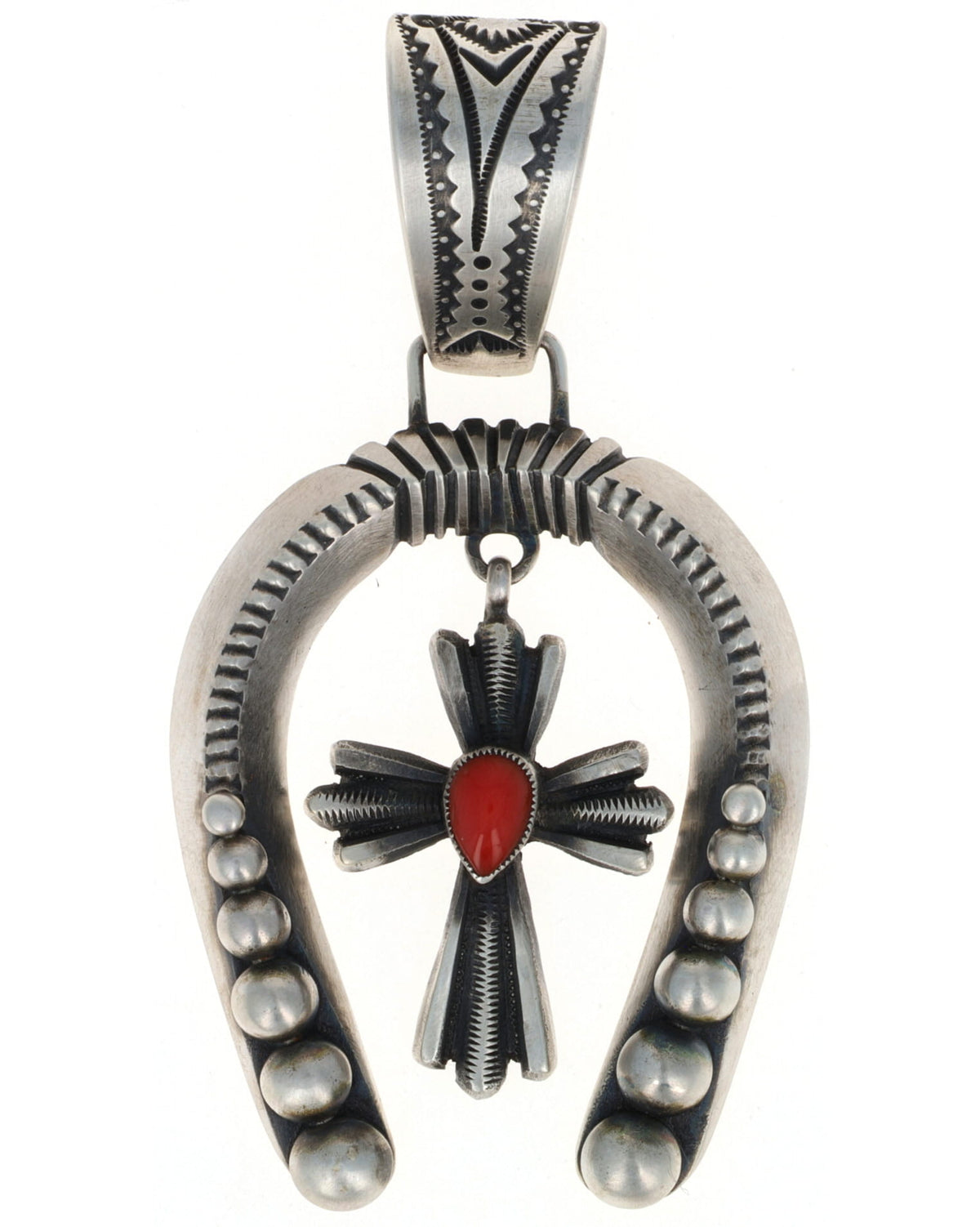 Sterling Silver Naja Pendant With Cross Dangle