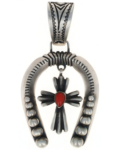 Sterling Silver Naja Pendant With Cross Dangle