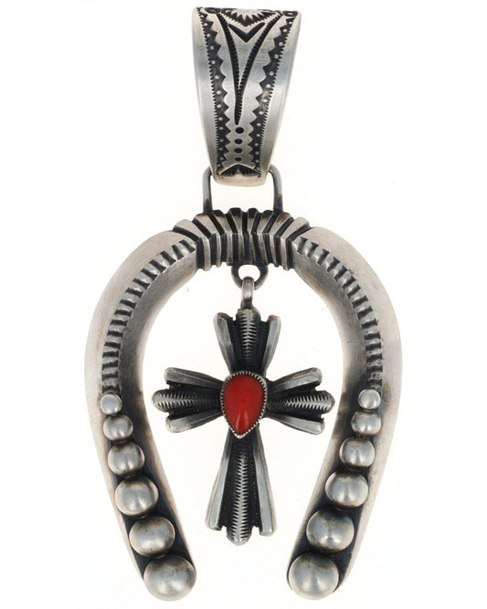 Sterling Silver Naja Pendant With Cross Dangle