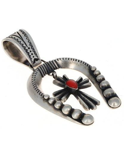 Sterling Silver Naja Pendant With Cross Dangle