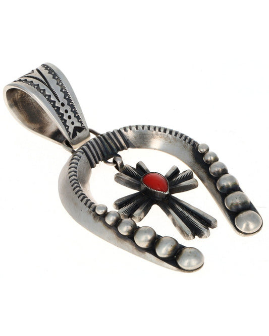 Sterling Silver Naja Pendant With Cross Dangle