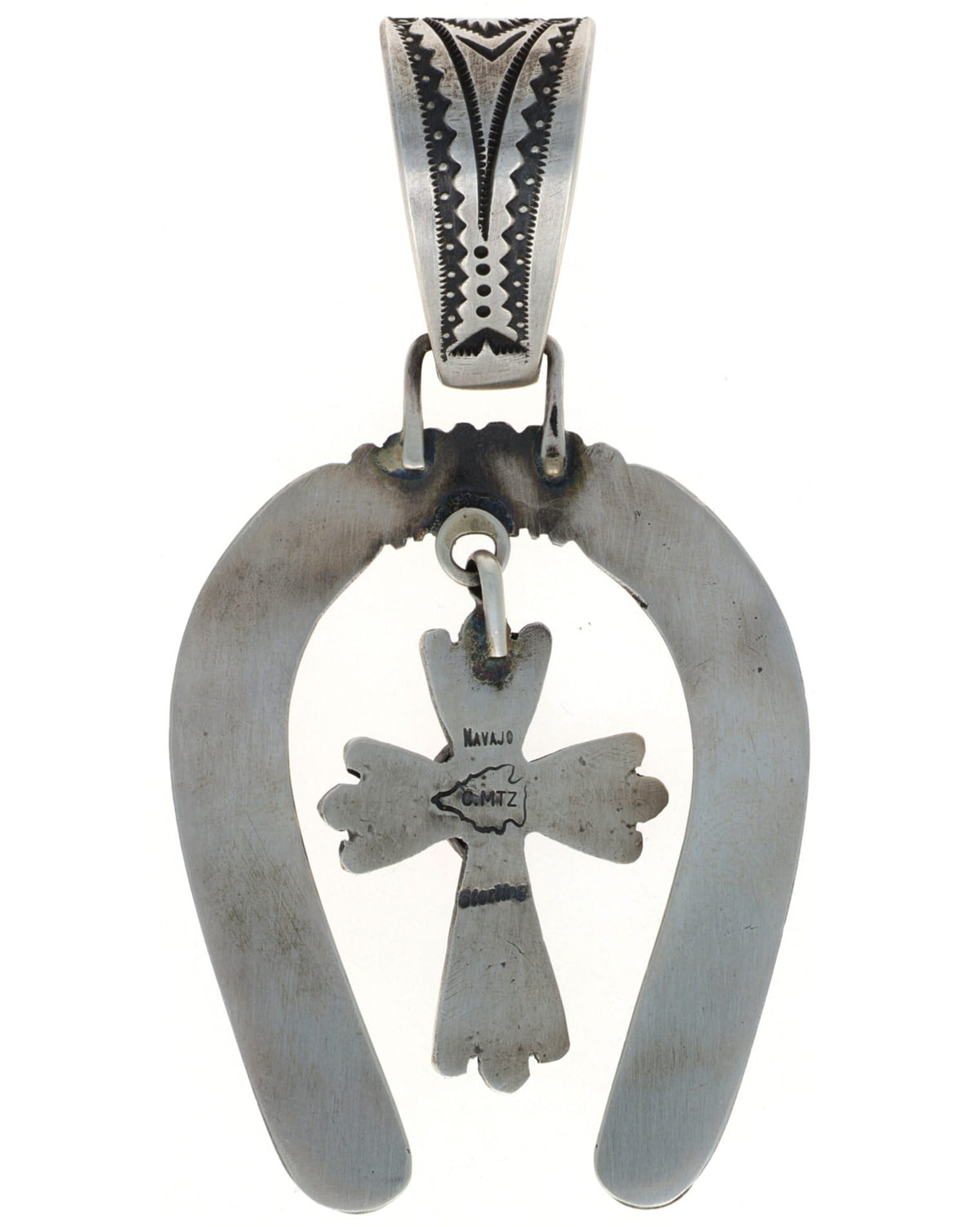 Sterling Silver Naja Pendant With Cross Dangle