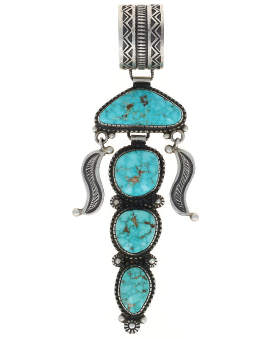 Natural Kingman Turquoise 4-Stone Pendant