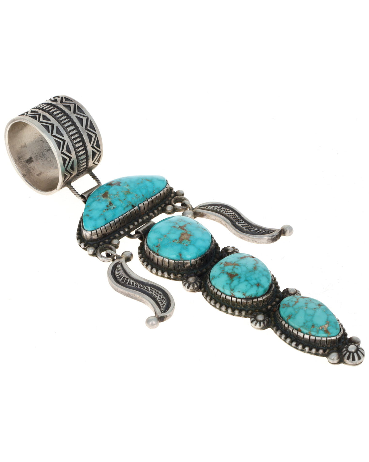 Natural Kingman Turquoise 4-Stone Pendant