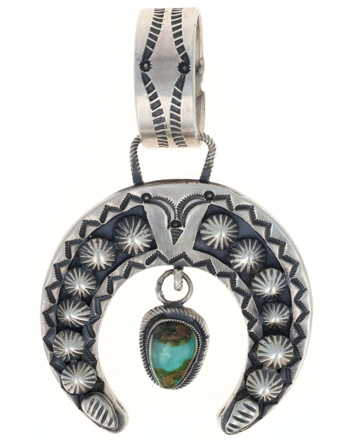 Sterling Silver Naja Pendant With Sonoran Gold Turquoise Dangle