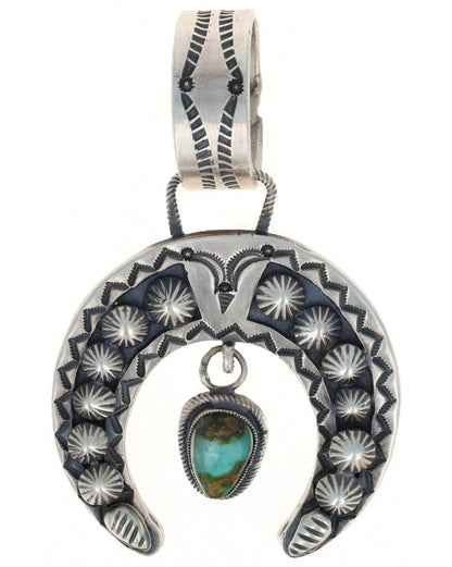 Sterling Silver Naja Pendant With Sonoran Gold Turquoise Dangle